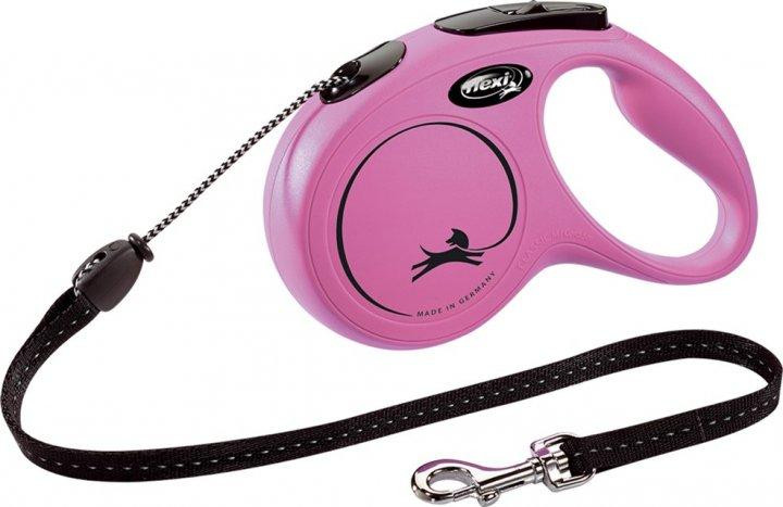 Повідець-рулетка Flexi New Classic М трос 5 м до 20 кг (Рожевий) Вінниця - фото 1