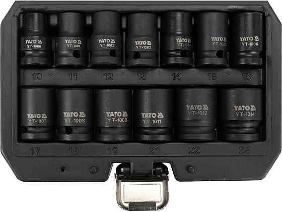 Набір головок торцевих ударних YATO 6-гранних з квадратом 1/2", M10-M24 мм. 13 шт. [10] Одеса
