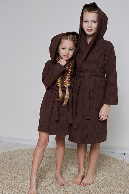 Халат детский вафельный Ideal Textile с капюшоном 7 р. (116-122 см) Черновцы - изображение 2