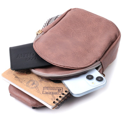 Сумка Vintage Компактна жіноча через плече з екошкіри Коричнева (22778) Вінниця - фото 9