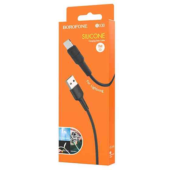 Кабель BOROFONE BX30 USB to iP 2.4A, 1m, silicone, TPE connectors, Black Киев