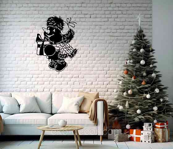 Декоративное настенное Панно «Снеговик», Декор на стену 70*52 см, Черный Киев