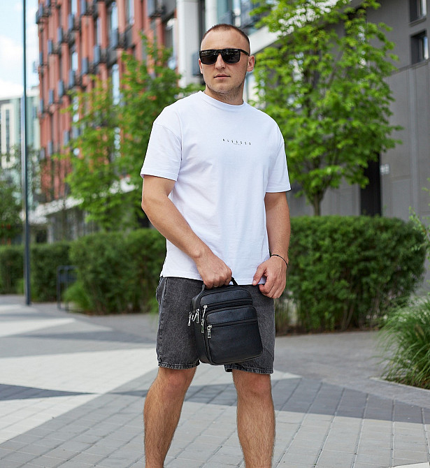 Шкіряний чоловічий месенджер чорний Bexhill Чоловіча шкіряна сумка чорна Київ - фото 3