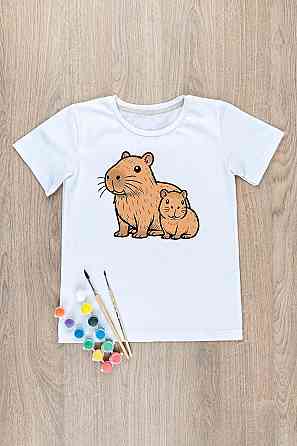 Футболка-розмальовка дитяча Капібара та малюк Юрма- Одяг Київ