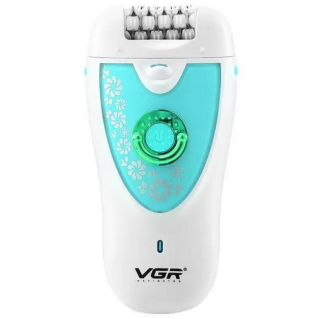 Жіночий епілятор та бритва VGR V-722 (2 насадки) Бірюзовий з білим Вінниця - фото 9