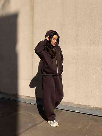 Жіночий теплий костюм двійка вільного крою на кожен день турецька тринитка на флісі Одеса