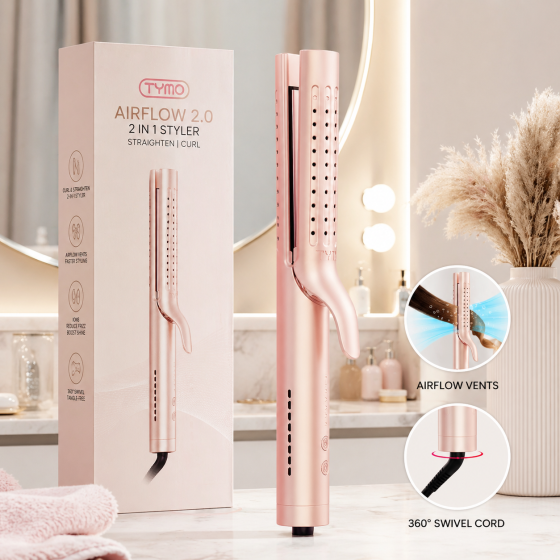 Плойка-стайлер TYMO Airflow 2.0 Rose Gold два в одном для выпрямления и завивки волос, ионизация, титановые пластины, 5 режимов Киев