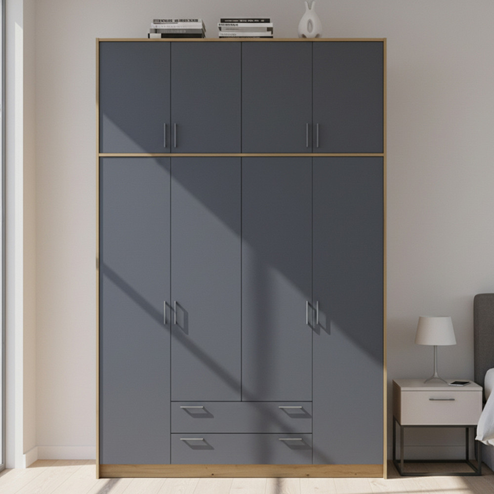 Шафа для одягу Doros Ронді з високою антресоллю Дуб Артизан/Графіт 4 ДСП 160х52х260 (DRS-011877) Львів - фото 1