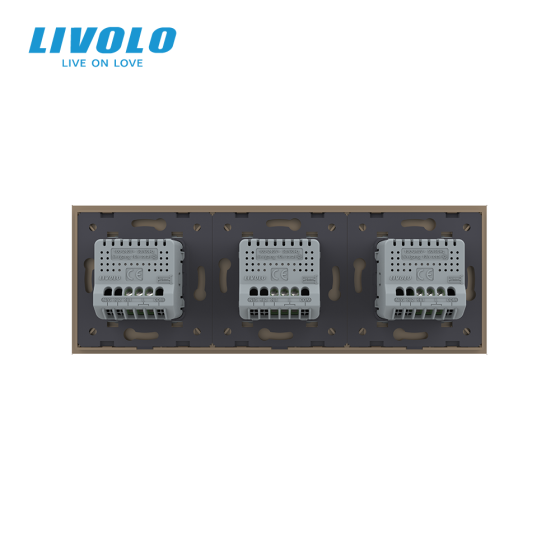 LIVOLO Сенсорний прохідний/перехресний вимикач 3 сенсора (1-1-1) LIVOLO золото матове скло Коломия