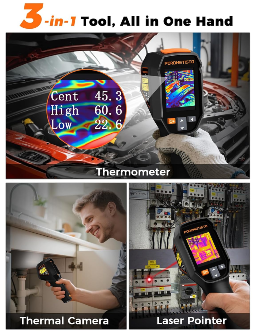Тепловизор TI01 с ИК-камерой 240×240, лазерным указателем, IP54, диапазон -20°C…550°C, тепловизионная камера для диагностики Киев - изображение 4