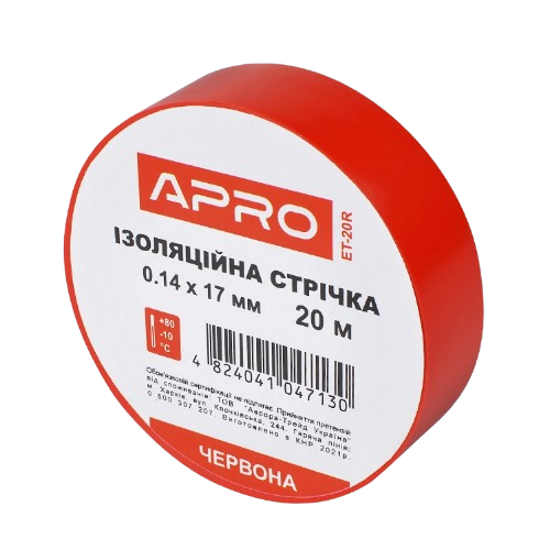 Ізоляційна стрічка 17мм*20м 140мкм червоний APRO Житомир