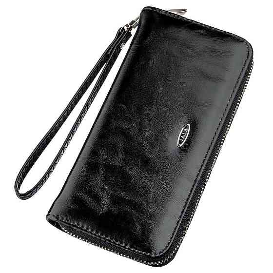 Кошелек женский на одну молнию из экокожи гладкий Черный (KIVI) Киев