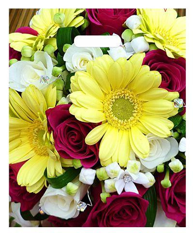 Пакет с прорезной ручкой (30*37+3) Цветы 