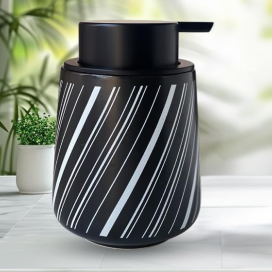 Диспенсер-дозатор для мила керамічний для ванної та кухні 350 мл, для рідкого мила та миючого засобу, чорний Кам'янець-Подільський