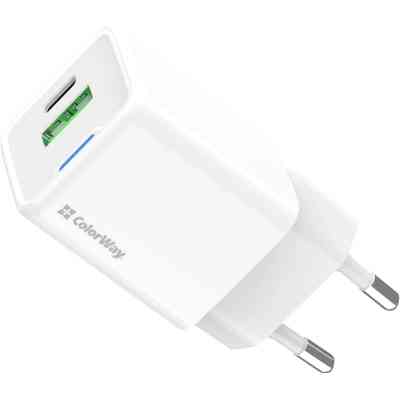 Зарядное устройство ColorWay GaN Mini 35W PD Port PPS USB (Type-C PD + USB QC4.0) white (CW-CHS055PD-WT) Винница