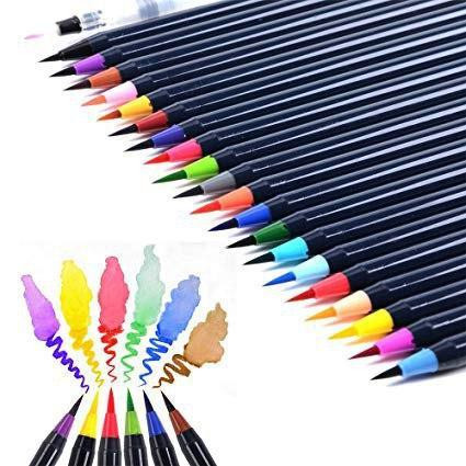 Фломастери на водній основі 20 кольорів, художні акварельні маркери для скетчинга, Маркер кисть Кам'янець-Подільський - фото 3