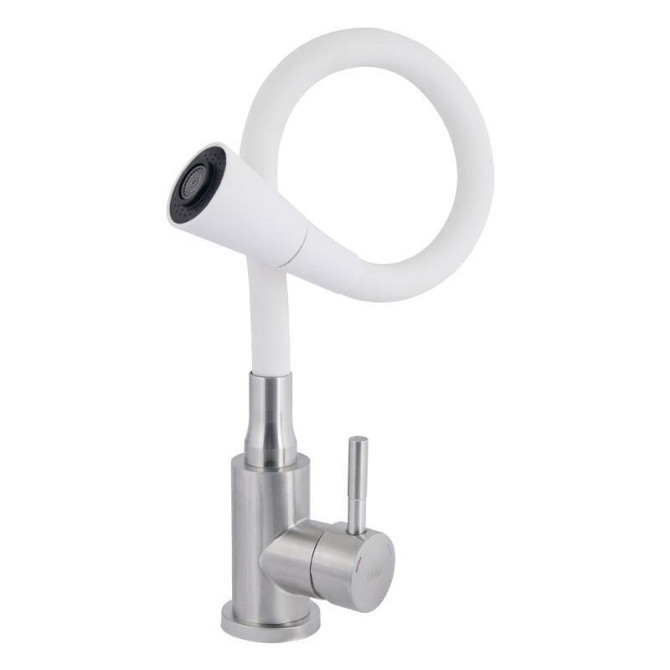 Змішувач для кухні Lidz Aria 015F31 з гнучким виливом LDARI015F31WNK36981 Nickel/White Харків - фото 3