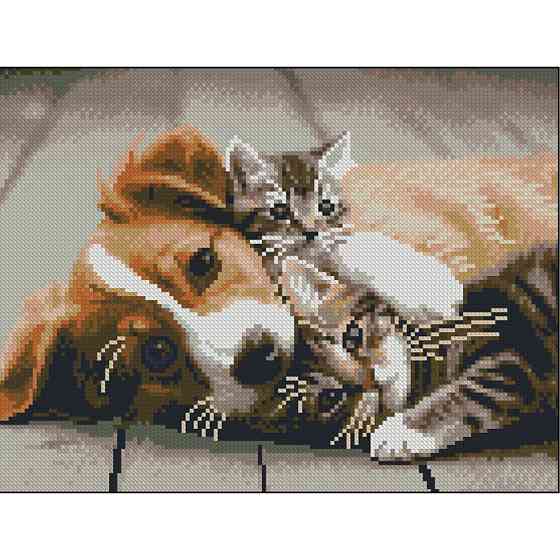 Алмазна мозаїка без підрамника "Пухнасті друзі" ZAV3040-14, 30х40 см Вінниця