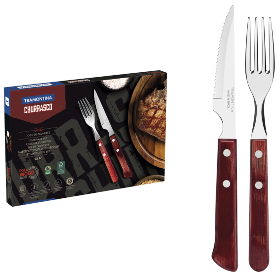 Набір приборів для гриля Tramontina Barbecue Polywood, 12 предметів (6710921) Київ