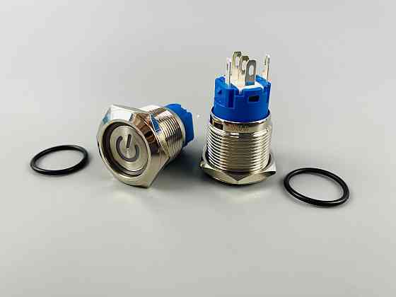 Кнопка OFF-ON (з фіксацією), із синьою led-підсвіткою 12-24 V, 19 мм — діаметр, 5 ніжок Мукачево