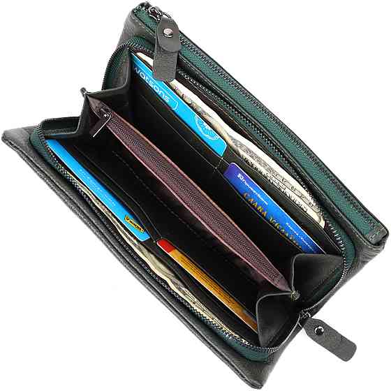 Удобный кошелек для женщин с кистевым ремнем из натуральной кожи ST Leather 23104 Зеленый Киев