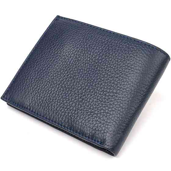 Горизонтальное мужское портмоне из натуральной зернистой кожи CANPELLINI 21776 Синее Киев