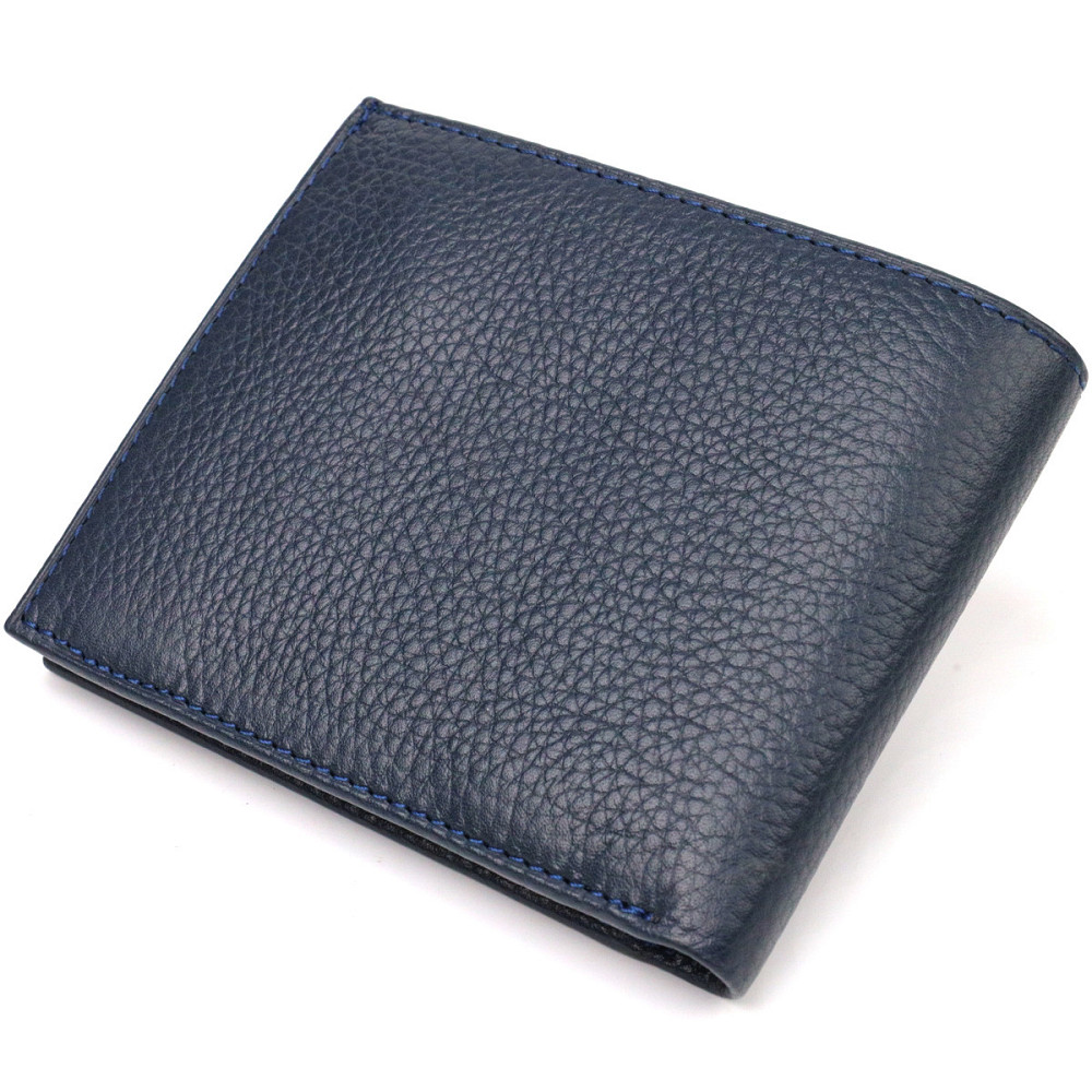 Горизонтальное мужское портмоне из натуральной зернистой кожи CANPELLINI 21776 Синее Киев - изображение 2
