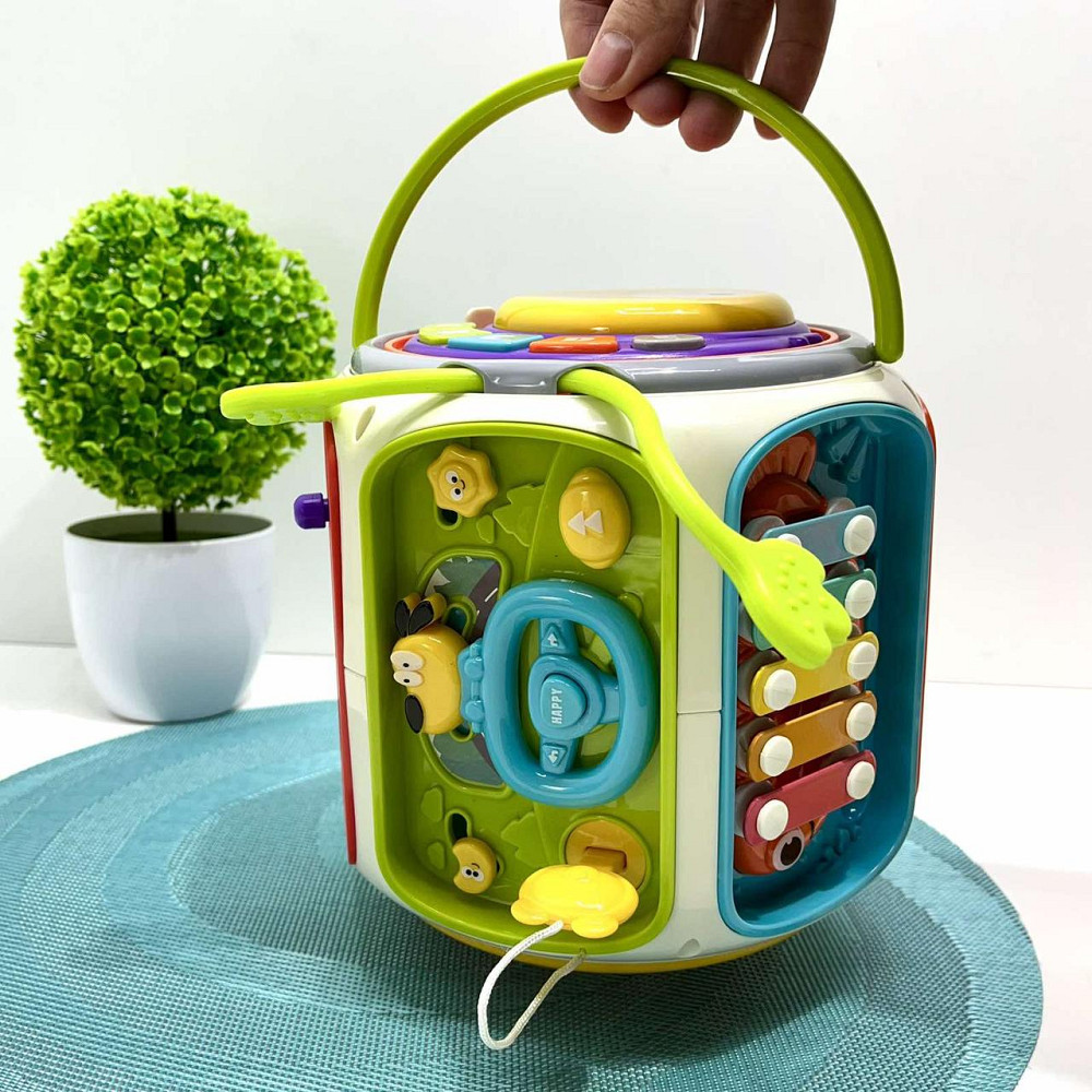 Багатофункціональний розвиваючий Куб 9в1 сортер шестерні піаніно годинник рухливі деталі ксилофон (6216) Чернигов - изображение 5