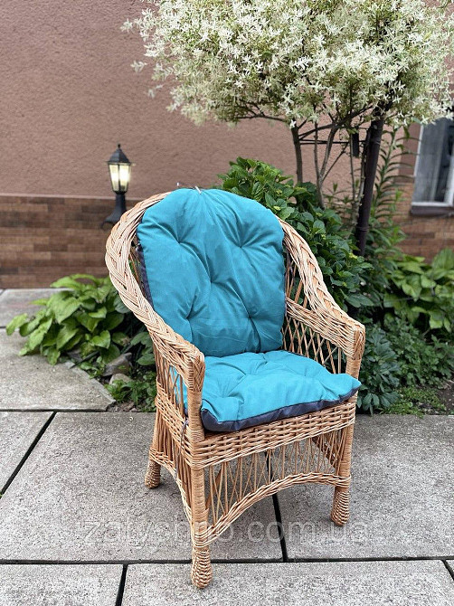 Крісло плтеное из лозы с подушкой голубой Киев - изображение 4