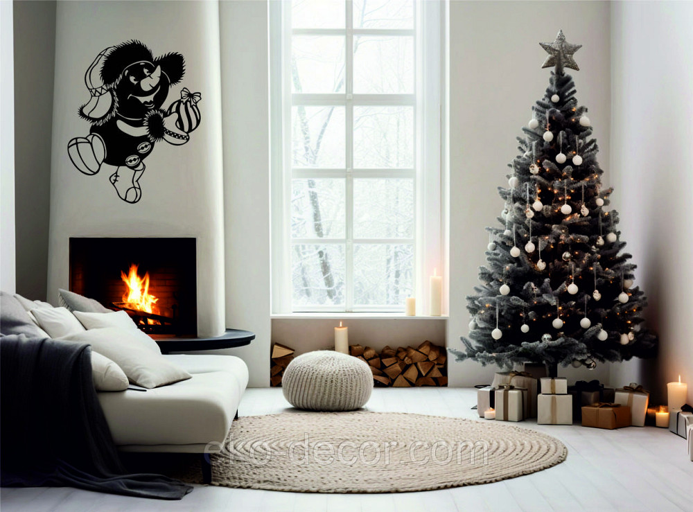 Декоративне настінне Панно «Сніговик», Декор на стену 110*89 см, Чорний Київ - фото 3