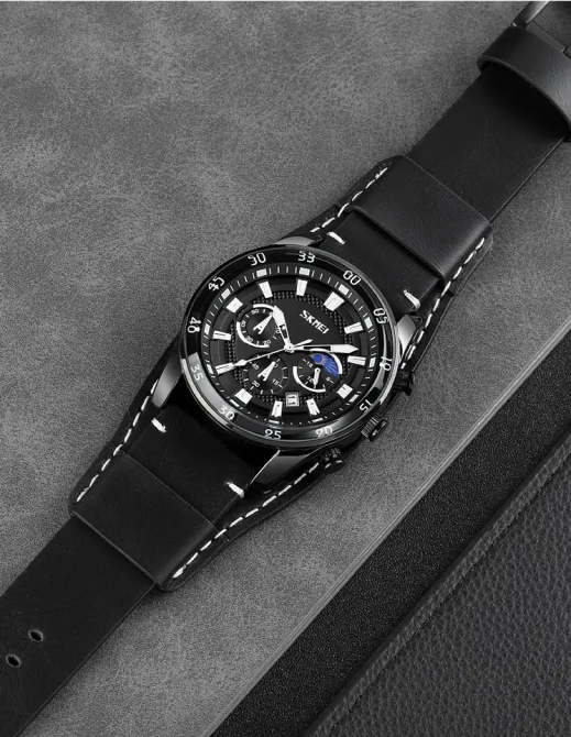 Мужские наручные классические часы Skmei 9249 (Черные с черным дисплеем) Винница - изображение 7