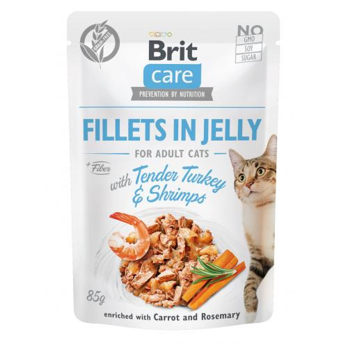 Корм влажный Brit Care Fillets in Jelly Tender Turkey and Shrimps д/котов филе в желе с индейкой и креветками 85 г Киев - изображение 1