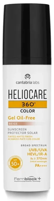 Тональний сонцезахисний гель на водній основі (тон беж) HELIOCARE 360º Color Gel Oil-Free SPF 50+ CANTABRIA, 50 мл Дніпро - фото 1