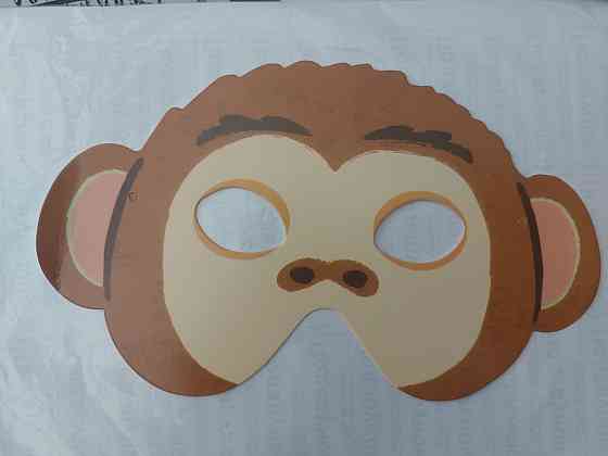 Дитяча маска Мавпа із картону 22 на 13 см коричневий Київ