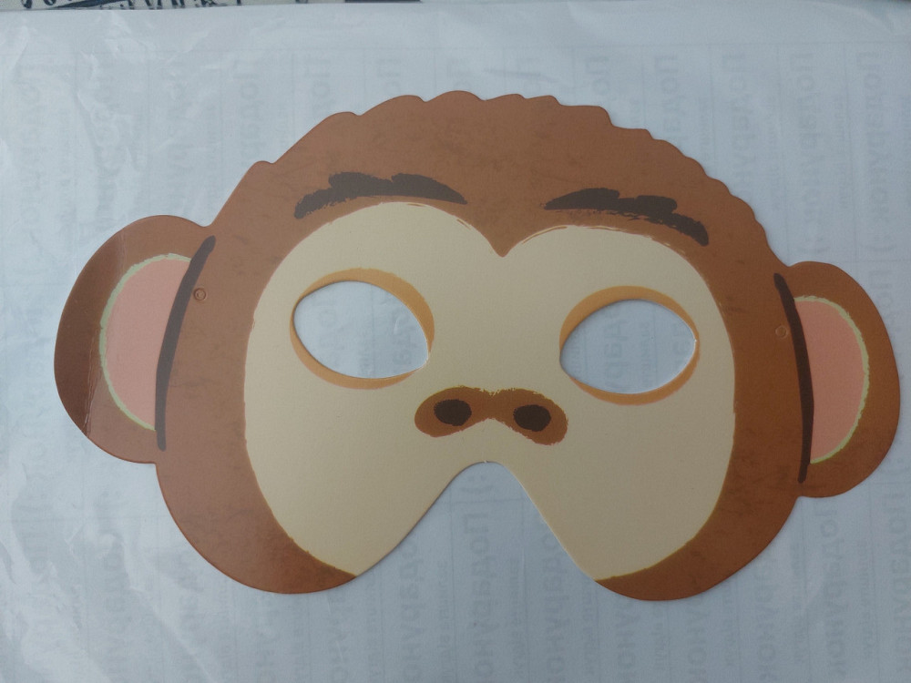 Дитяча маска Мавпа із картону 22 на 13 см коричневий Київ - фото 1