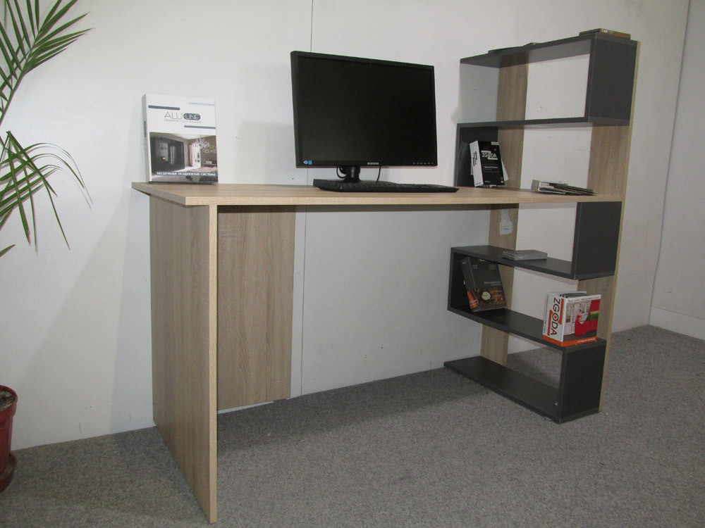 Cтіл комп'ютерний з полицями М-ЗОН Джеко 1416P правий Сонома/Німфея Альба (MZN-031029) Львів - фото 3