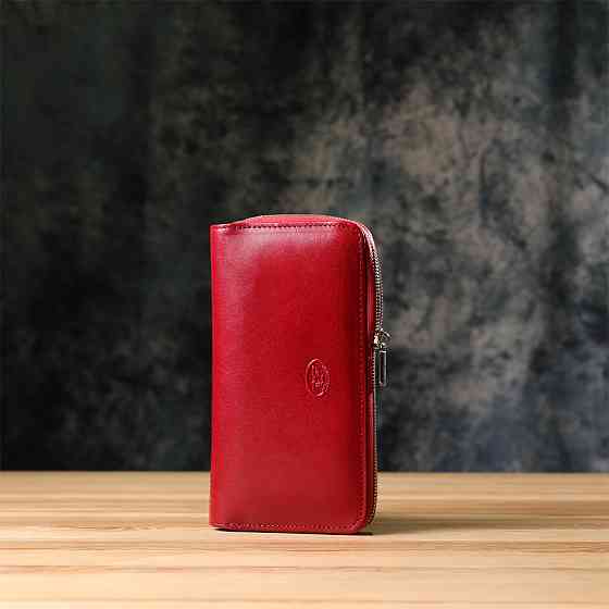 Женский кошелек на одно отделение из гладкой натуральной кожи Красный (Tony Perotti) Киев