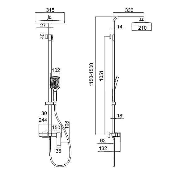 Душова система для кабіни Qtap Capricorn на три споживачі (з виливом) 53103KNC Chrome Київ