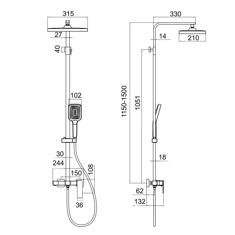Душевая система для кабины Qtap Capricorn на три потребителя (с изливом) 53103KNC Chrome Киев - изображение 2