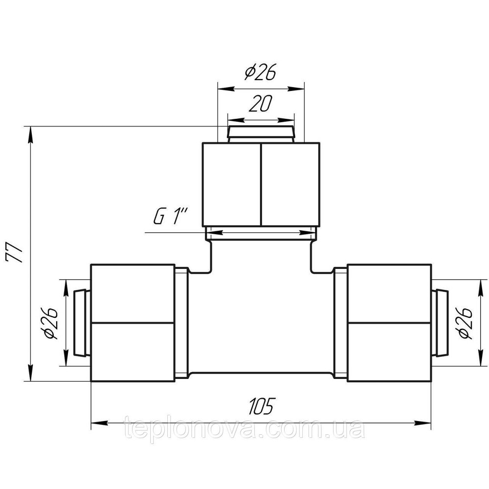 Тройник промежуточный APE 731 L 26x26x26 ITALY Черновцы - изображение 2