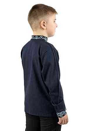 Вишиванка для хлопчиків, лляна, темно-синя, топ Київ