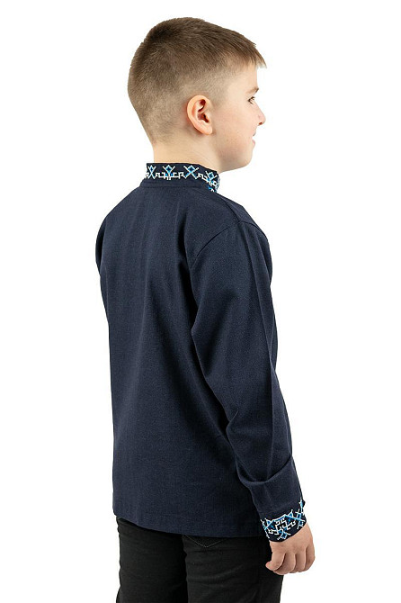 Вишиванка для хлопчиків, лляна, темно-синя, топ Київ - фото 5