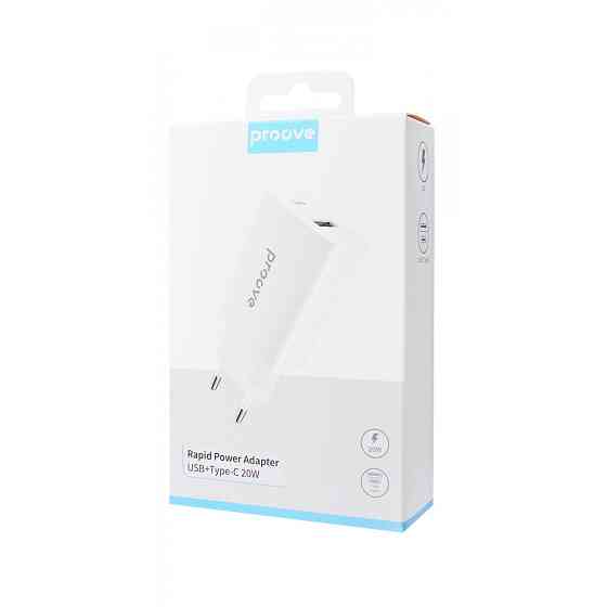 Сетевое зарядное устройство для Proove Rapid 20W Type-C + USB білий Львов