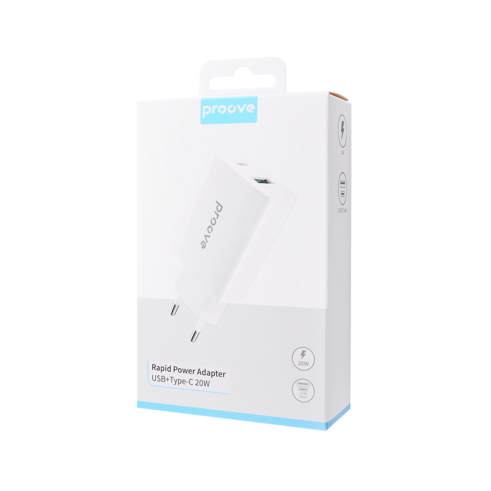 Мережевий зарядний пристрій Proove Rapid 20W Type-C + USB білий Львів - фото 2