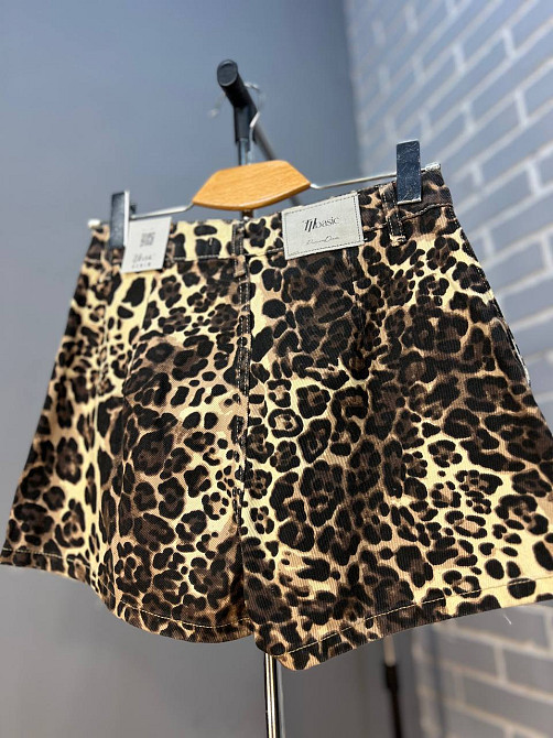 Шорты - юбка джинс Its Basic 287-38 леопардовый принт складки короткие коричневые, коричневый, 40 Киев - изображение 12
