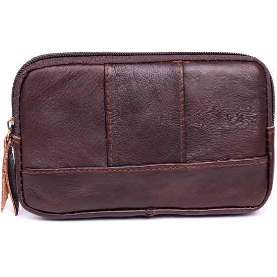 Горизонтальна барсетка на ремінь брюк шкіряна Коричнева (Vintage) Київ