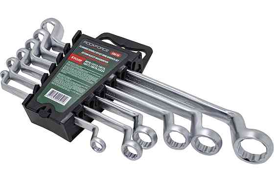 Набір ключів відігнутих накидних, вигин 75°, 6пр.(8x10,12x13,14x15,16x17,18x19,22x24мм), в пластиковом Одеса