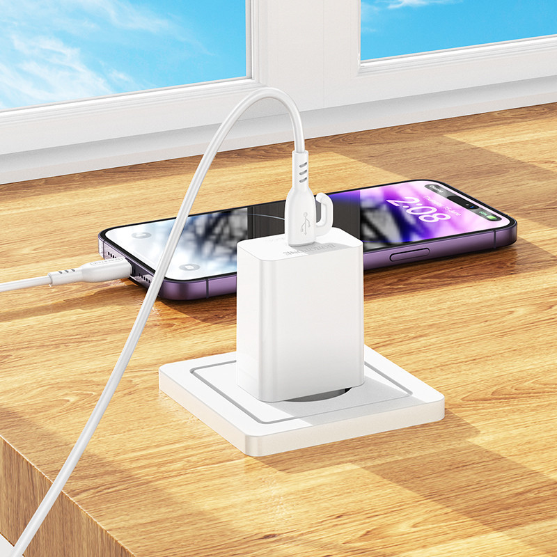 Мережевий зарядний пристрій з кабелем BOROFONE BA21A Pro Long journey single port PD20W charger set(C to iP) White Одеса - фото 7
