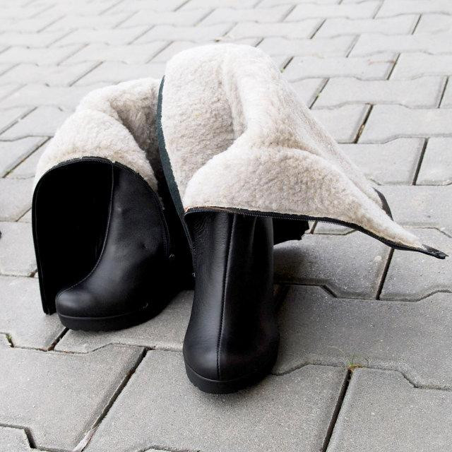 Чоботи жіночі ARLETT чорні натуральна шкіра зима висота 35 см обхват 36-38 см танкетка 9 см (16 Коломия - фото 2