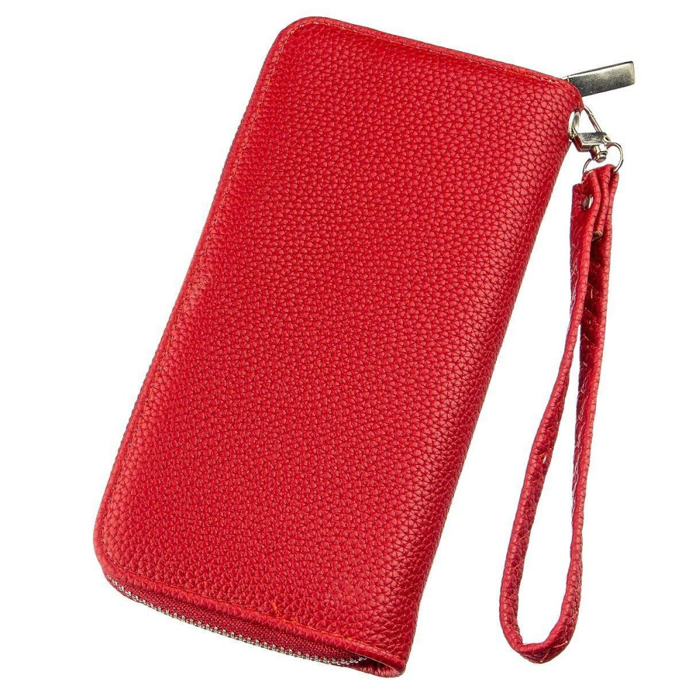 Гаманець жіночий на одну блискавку з екокожі флотар KIVI 19015 Червоний Київ - фото 2